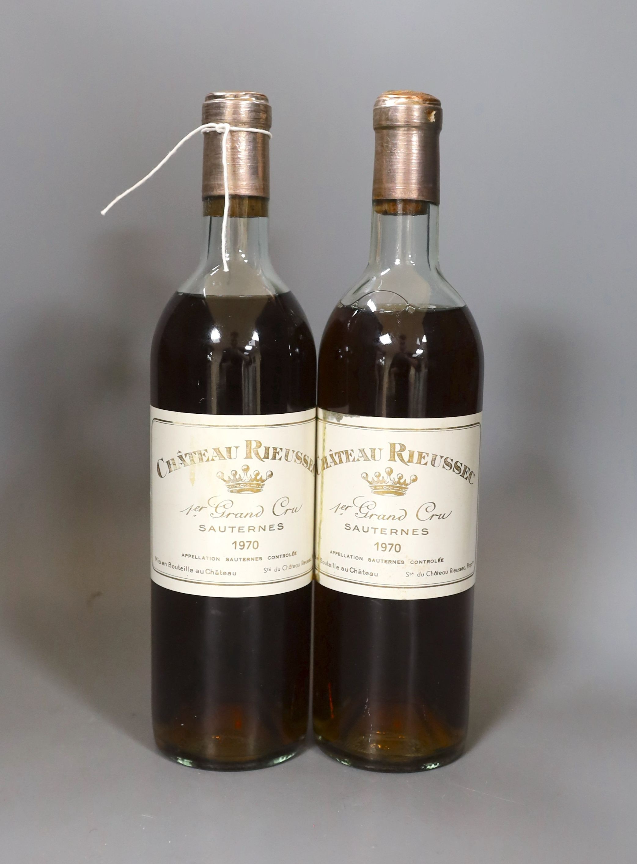 Two bottles of Chateau Rieussec 1er Cru Classe-Sauternes 1970 75cl